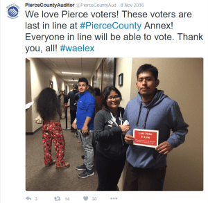 Photo of last voter in line