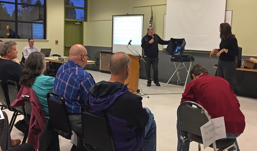 Photo of accessible voting unit demonstration