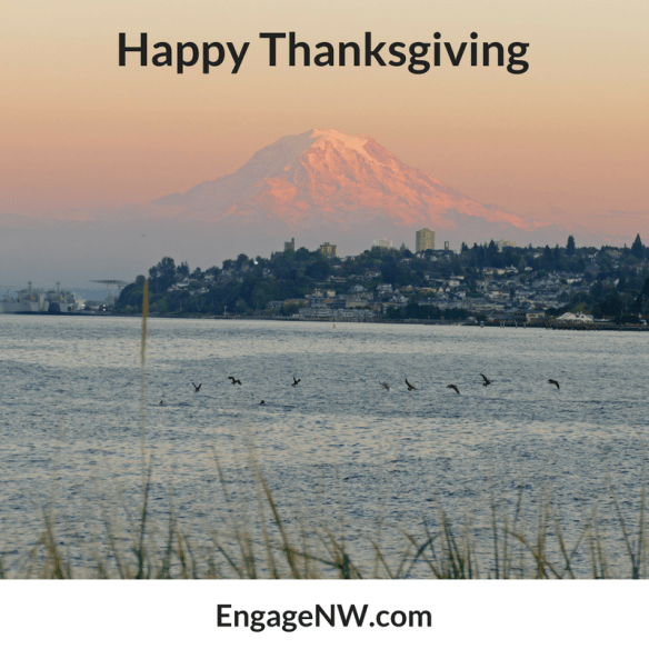 Photo of Mount Rainier and Tacoma waterfront